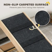 PawHut Dog Ramp for Bed Couch, Foldable Pet Ramp Height Adjustable 4 Levels from 14.75" to 24.5" for Cats and Small Dogs with Non-Slip Carpeted Surface, Natural(m-6)