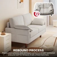 HOMCOM 3 Seater Sofa, Velvet Upholstered Couch with Spring Cushions, Rubber Wood Legs and 2 Pillows, Cream White(m-6)