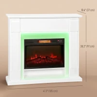 HOMCOM 41 Inch Electric Fireplace with Mantel, 1400W Fireplace Heater with Adjustable 3D Flame Effect for Living Room, White(m-3)
