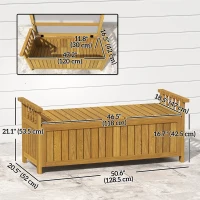 Outsunny Wooden Bench with Storage Box, Outdoor Exterior Bench with Armrests for Patio Garden Balcony, Brown(m-3)