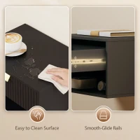 HOMCOM Set of 2 Wall Mounted Bedside Tables, Floating Nightstands with Fluted Drawer and Open Shelf for Bedroom, Black(m-7)