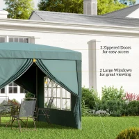 Outsunny 10'x10' Outdoor Pop Up Party Tent Wedding Gazebo Canopy with Carrying Bag (Dark Green)(m-7)