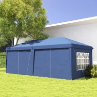 Outsunny 10' x 20' Pop Up Canopy Tent Outdoor Portable Easy Up Party Tent Garden Shade Shelter with Walls Carrying Bag, Blue(m-8)