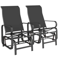 Outsunny Gliding Lounger Chair Set of 2, Single Rockers with Lightweight Metal & Mesh Construction, Black(m-11)