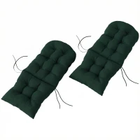 Outsunny Outdoor Adirondack Chair Cushions Set of 2, Tufted High Back Patio Chair Cushions, Dark Green(m-1)