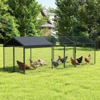 PawHut Large Metal Chicken Coop, Chicken Run with Waterproof & Anti-UV Cover for 3-5 Poultry, Outdoor Poultry Cage Rabbit Hutch(m-10)