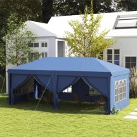 Outsunny 10' x 20' Pop Up Canopy Tent Outdoor Portable Easy Up Party Tent Garden Shade Shelter with Walls Carrying Bag, Blue(m-1)