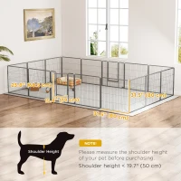 PawHut Heavy Duty Pet Playpen, 16 Panels Steel Dog Fence Puppy Exercise Pen with 2 Doors Locking Latch, 31.5" Height(m-3)