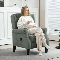 HOMCOM Push Back Recliner Chair, Vibration Massage Recliner for Living Room with Extendable Footrest, Remote, Green(m-1)