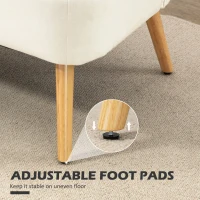 HOMCOM Modern 2 Seat Sofa for Bedroom, Upholstered Two Seater Couch with Rubber Wood Legs, Cream White(m-7)