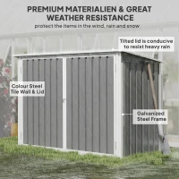 Outsunny Outdoor Metal Storage Shed Garden Garbage Can Organizer with Double Door and Vents for 2 Trash Cans, Light Grey(m-4)