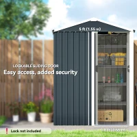 Outsunny 4.5 x 3ft Outdoor Storage Shed, Waterproof Metal Garden Shed with Lockable Door for Backyard, Patio, Lawn, Dark Grey(m-5)