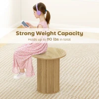 HOMCOM Round Side Table, Fluted Accent End Table, Narrow Nightstand for Small Spaces, Living Room, Oak(m-5)