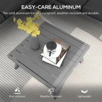 Outsunny Outdoor Corner Garden Set, Convertible 4-Piece Furniture with 2 Sofas, 1 Corner Chair, and 1 Coffee Table, Grey(m-4)