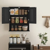 kleankin Modern Wall Mount Bathroom Cabinet, Storage Organizer with 2 Door Cabinet and Shelf, Black(m-7)