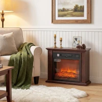 HOMCOM 26" Freestanding Electric Fireplace with Mantel, 1400W Replaceable Fireplace Insert Heater with 3D Flame Effect, Brown(m-10)