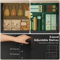 HOMCOM Kitchen Pantry Cabinet, 64" Tall Kitchen Hutch with 3 Cabinets, 2 Drawers, Adjustable Shelves, Microwave Stand, Black(m-5)