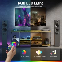 HOMCOM Industrial TV Stand for up to 55 Inch TV, TV Console with Charging Station and RGB LED Lights, Rustic Brown(m-4)