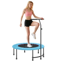Soozier 39" Mini Exercise Trampoline w/ Adjustable T-Bar Indoor Fitness Rebounder Blue(m-2)