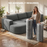 HOMCOM L Shaped Cloud Boneless Couch, Modular Sectional Sofa with Chaise and Deep Seat for Living Room, Bedroom, Dark Grey(m-9)