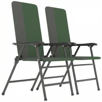 Outsunny Folding Patio Chairs Set of 2, Padded High Back Lawn Camping Chairs with Armrests, 600D Oxford Fabric, Dark Green(m-1)