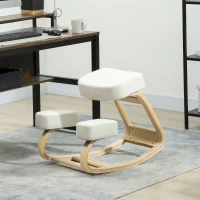 HOMCOM Ergonomic Kneeling Chair, Wood Kneel Stool with Thick Pads, Desk Knee Chair, Improve Posture, Cream White(m-8)