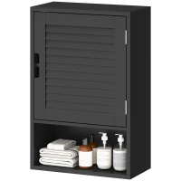 HOMCOM Bathroom Cabinet, Wall Mounted Storage Cabinet with Adjustable Shelves, 40 x 20 x 60 cm, Black(m-2)