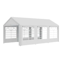 Outsunny 20’ x 10’ Heavy Duty Party Tent Outdoor Carport Canopy Shelter Gazobo with Sidewall, Zipper Door and Windows, White(m-11)