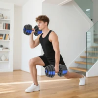 Soozier 6-in-1 Adjustable Dumbbell Set, Used as Kettlebell, Barbell, Dumbbell, Push-Up Stand, 55lbs Free Weights Set, Blue(m-8)