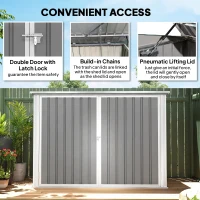 Outsunny Outdoor Metal Storage Shed Garden Garbage Can Organizer with Double Door and Vents for 2 Trash Cans, Light Grey(m-5)