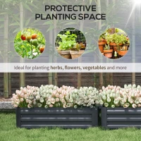 Outsunny Set of 2 Raised Garden Bed, Steel Elevated Planter Box for Flowers, Herbs, Succulents, 39"x20"x12", Dark Grey(m-4)