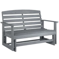 Outsunny Patio Glider Bench w/ HDPE Slatted Double Rocking Chair, Distressed Gray(m-11)
