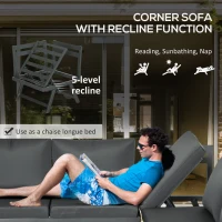 Outsunny Outdoor Corner Garden Set, Convertible 4-Piece Furniture with 2 Sofas, 1 Corner Chair, and 1 Coffee Table, Grey(m-6)