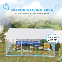 PawHut 14.8' x 14.8' x 7.1' Dog Kennel Outdoor for Small Medium Large Dogs with Waterproof Cover, Silver(m-5)