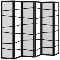 HOMCOM 66.9" Folding Room Divider, 6 Panel Wall Partition with Wood Frame for Bedroom, Home Office, White(m-2)