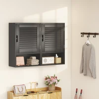 HOMCOM Bathroom Cabinet, Wall Mounted Storage Cabinet with Adjustable Shelves, 40 x 20 x 60 cm, Black(m-10)