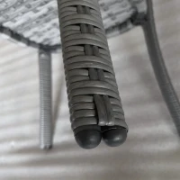 Outsunny Outdoor Coffee Table with Storage Shelf, Hand-Woven Wicker Side Table with Water-Ripple Glass Top, Mix Grey(m-7)