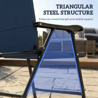 Outsunny Folding Patio Chairs Set of 2, Padded High Back Lawn Camping Chairs with Armrests, 600D Oxford Fabric, Dark Blue(m-7)