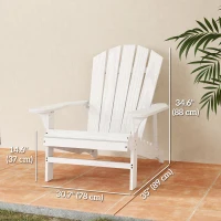 Outsunny Wood Adirondack Chair, Outdoor Patio Muskoka Chair with Slatted Design for Deck, Garden, Backyard, Fire Pit, White(m-3)