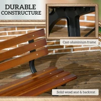 Outsunny 47 Inch Outdoor Garden Bench, Aluminum Wood Patio Loveseat with Slatted Seat Back, 528 lbs. for Porch, Park, Coffee(m-5)