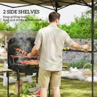 Outsunny 5 x 8.5 ft Pop Up Grill Gazebo with 2 Shelves, UPF 50+ Outdoor Instant Canopy Portable Shelter with Carry Bag, Khaki(m-4)