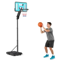 Soozier Basketball Hoop Outdoor, Basketball Hoop and Stand with Weighted Base and Shatterproof Backboard, 57.5"-92.9", Black(m-11)