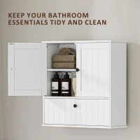 HOMCOM Bathroom Wall Cabinet, Farmhouse Medicine Cabinet with Adjustable Shelves and Flip-Down Door, Over The Toilet, White(m-4)