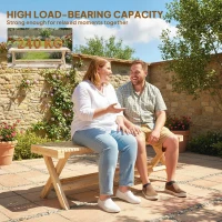 Outsunny 55.1" Garden Bench 2-Seater Outdoor Bench with Slatted Seat for Patio Porch, Natural Wood Finish(m-5)