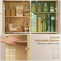 HOMCOM Arched Kitchen Pantry Cabinet, 71" Tall Farmhouse Kitchen Storage Cabinet with Acrylic Glass Doors, Oak(m-6)