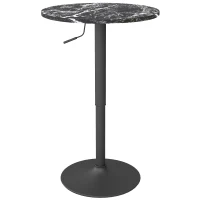 HOMCOM Adjustable Bar Table for 2, Round Pub Table with Steel Base for Home Bar, Small Dining Room, Black Marble(m-2)