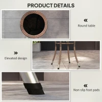 Outsunny Outdoor Rattan Dining Table, Patio Wicker Round Coffee Table with 2-Tier Storage Shelf, Brown(m-7)