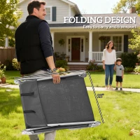 Outsunny 2 Piece Sun Loungers, Folding Chaise Lounge Chairs with Reclining Back, Breathable Mesh Seat, Headrest, Black(m-5)