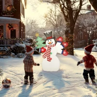 Outsunny 4FT Lighted Snowman, Light Up Christmas Decor with 148 LEDs, Stakes and Zip Ties, IP44 Waterproof for Outdoor Yard(m-9)