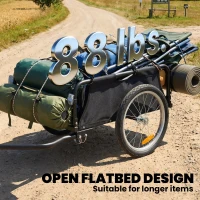 Soozier Bike Cargo Trailer, Bicycle Trailer Wagon Cart with Quick Release 16" Pneumatic Wheels, Aluminum Rims, Red Flag, Black(m-4)